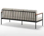 Zinus Savannah Acacia Wood Outdoor Sofa w/ Cushions - Black/Natural/Beige