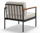Set of 2 Zinus Savannah Acacia Wood Outdoor Armchairs w/ Cushions - Black/Natural/Beige