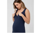 Penny Button Down Rib Dress  Navy Womens Maternity Wear by Ripe Maternity