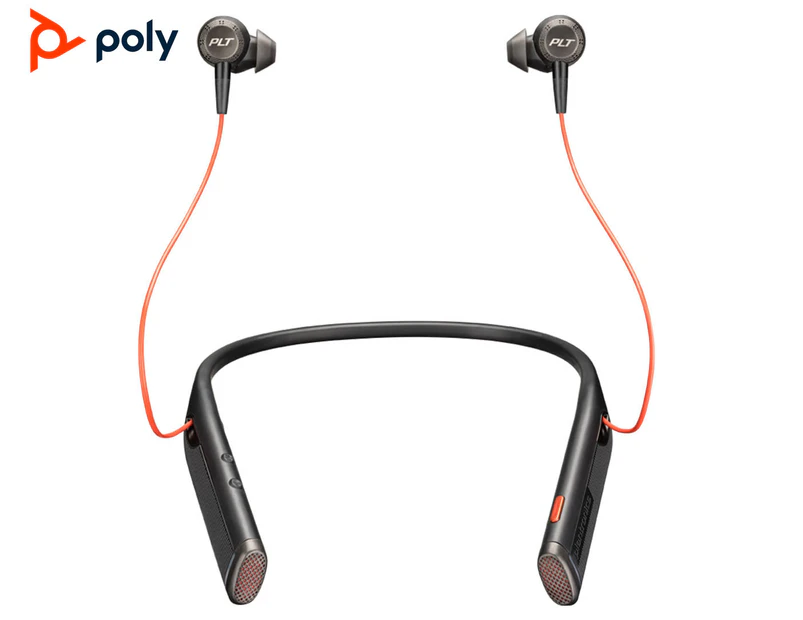 Plantronics Poly Voyager B6200 UC Earbud Wireless Headset - Grey/Orange