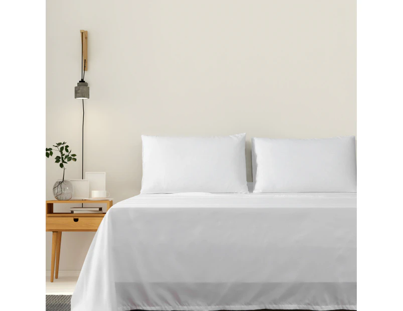 Justlinen 4 Piece 1200TC Ultra-Soft Microfibre Double Bed Sheet Set - White