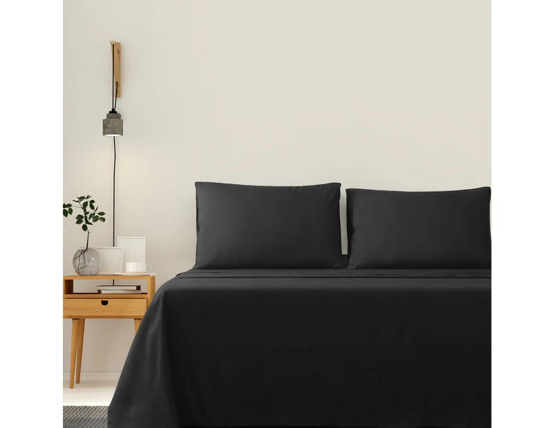 Justlinen 4 Piece 1200TC Ultra-Soft Microfibre King Bed Sheet Set - Black