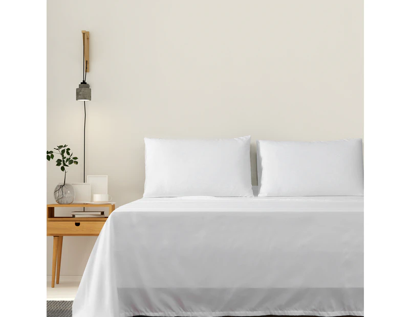 Justlinen - 3 Piece 1200TC Ultra-Soft Microfibre King Single Bed Sheet Set - White