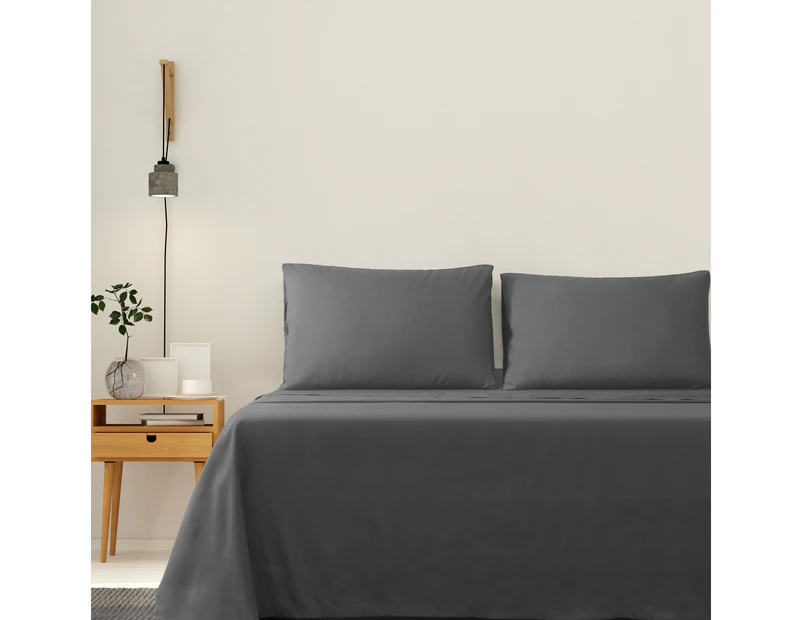 Justlinen 4 Piece 1200TC Ultra-Soft Microfibre Queen Bed Sheet Set - Dark Grey