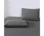Justlinen-Linenova 3 Piece 1200TC Ultra-Soft Microfibre King Single Bed Sheet Set (Dark Grey, King Single)