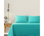 Justlinen-Linenova 3 Piece 1200TC Ultra-Soft Microfibre King Single Bed Sheet Set (Teal, King Single)