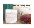 Alfordson Bedside Table RGB LED Nightstand 3 Drawers 4 Side High Gloss White