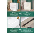 Alfordson Bedside Table RGB LED Nightstand 3 Drawers 4 Side High Gloss White