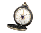 Men's Quartz Pocket Watch Big G Masonic Pattern Cover Alloy Thick Chain - Bronze