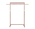 Meoktong Clothes Rack Coat Stand Hanging Adjustable Rollable Steel - Rose Gold