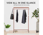 Meoktong Clothes Rack Coat Stand Hanging Adjustable Rollable Steel - Rose Gold