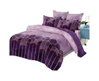 Hexagon Pattern Bedding Set With Quilt Cover And Pillowcases - Purple