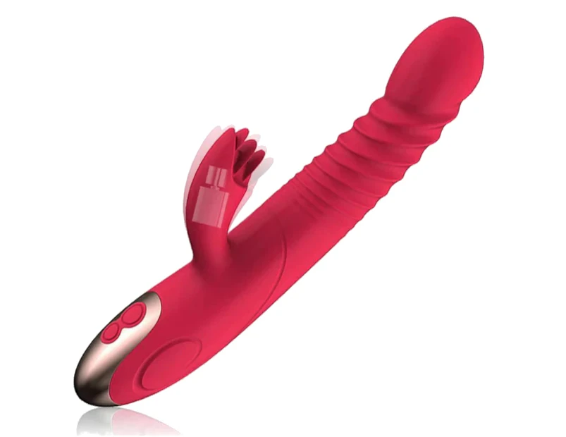 Heating Rabbit Vibrator Rechargeable Waterproof G Spot Female - Rose Red