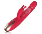 Heating Rabbit Vibrator Rechargeable Waterproof G Spot Female - Rose Red