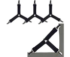 (Triangle Black Set of 4) - Ayniff 4 PCS Adjustable Triangle Elastic Bed Sheet Fasteners, Bed Sheet Straps Suspenders, Heavy Duty Grippers Straps, to Keep
