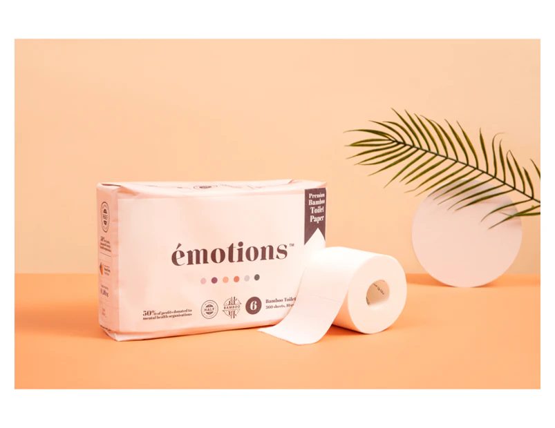 Emotions 100% Bamboo White 4ply Naked Toilet Paper Rolls 6 Rolls x 8 Packs