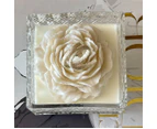 Elite Square Crystal Cut Bloom Candle & Natural Blooms - Lychee & Peony