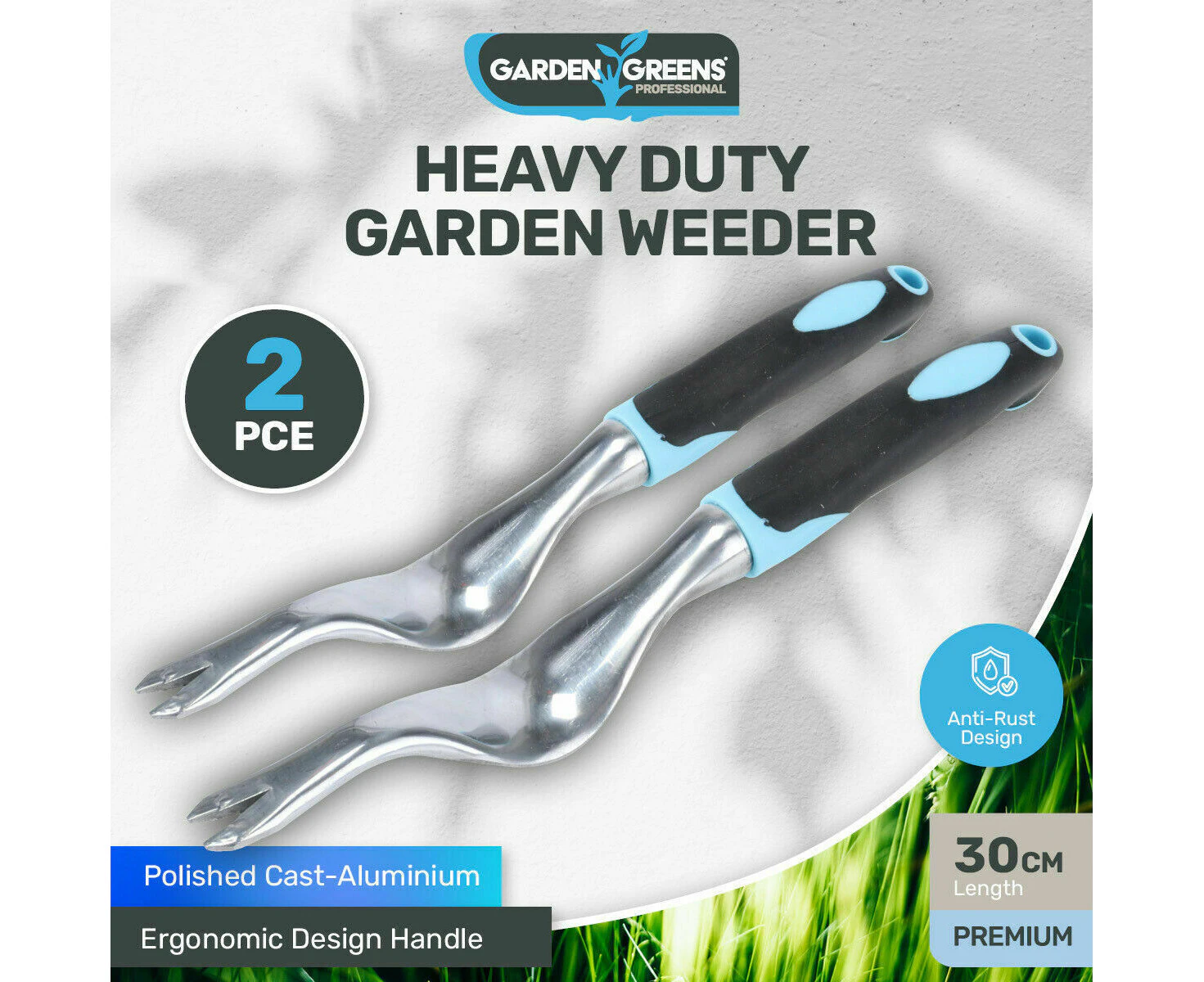 Garden Greens® 2PK Garden Weeding Hand Tool Anti Rust Premium Quality 30cm