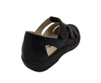 Lorella Jane Ladies Casual Shoe Adjustable Tabs Flat Sole Light Cut out Sides - Black