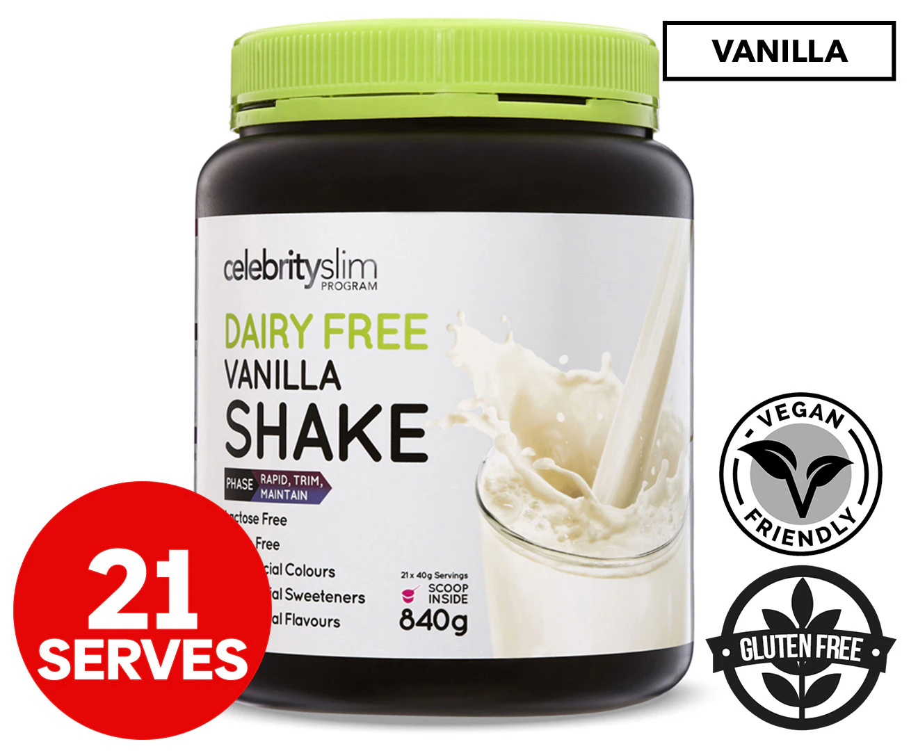 Celebrity Slim Dairy & Gluten Free Shake Powder Vanilla 840g / 21 Serves