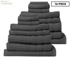 Royal Comfort 16-Piece Eden Egyptian Cotton Towel Set - Grey