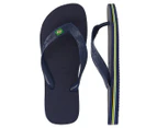 Havaianas Unisex Brazil Logo Thongs - Navy Blue