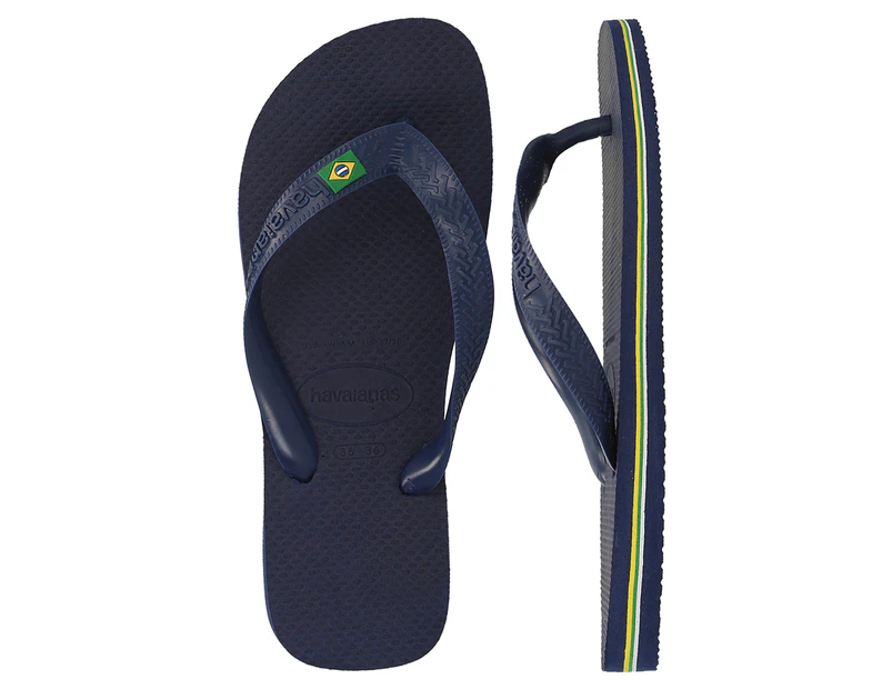 Havaianas Unisex Brazil Logo Thongs - Navy Blue