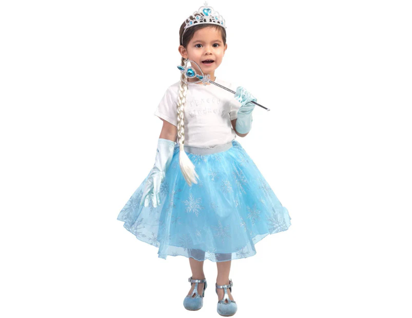 Elsa Inspired Toddler Girls Blue Snowflake Print Costume Tutu Girls