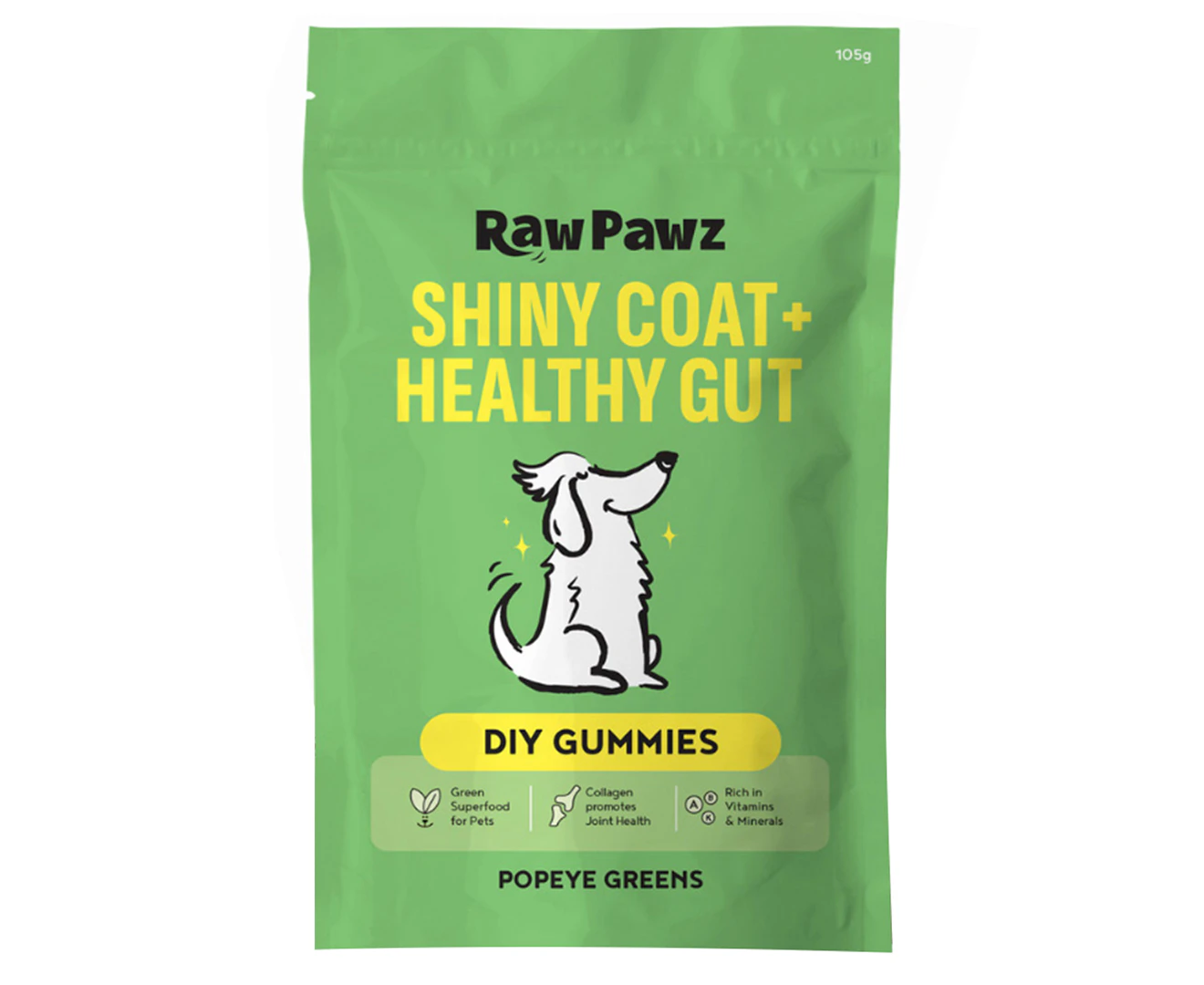 Raw Pawz Shiny Coat & Healthy Gut DIY Gummies Popeye Greens 105g