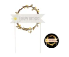 Led Heart Or Happy Birthday Cake Toppers Party Decorations Baking Supplies - Yellow(Led)