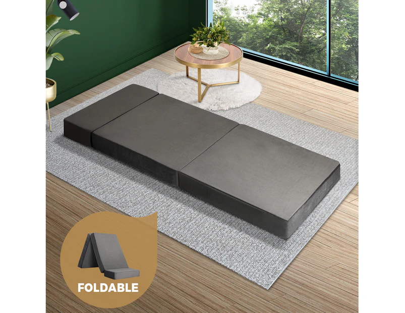Bedra Foldable Foam Mattress Sofa Bed Portable Camping Cushion Floor Bed Single - Grey