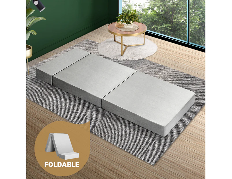 Bedra Foldable Foam Mattress Single Sofa Bed Portable Camping Cushion Floor Bed - Light Grey