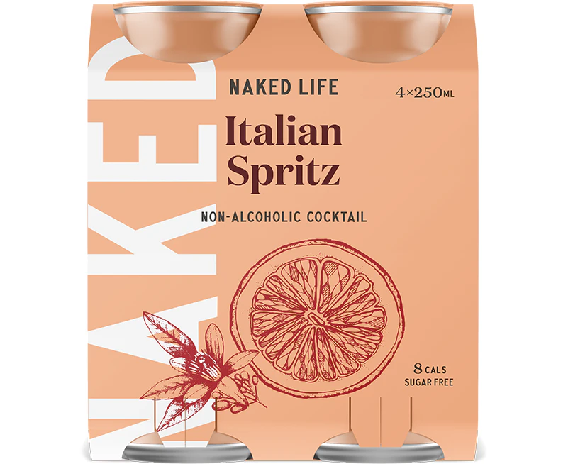 4PK Naked Life 250ml Italian Spritz Non-Alcoholic Cocktail Cans Drink Beverage