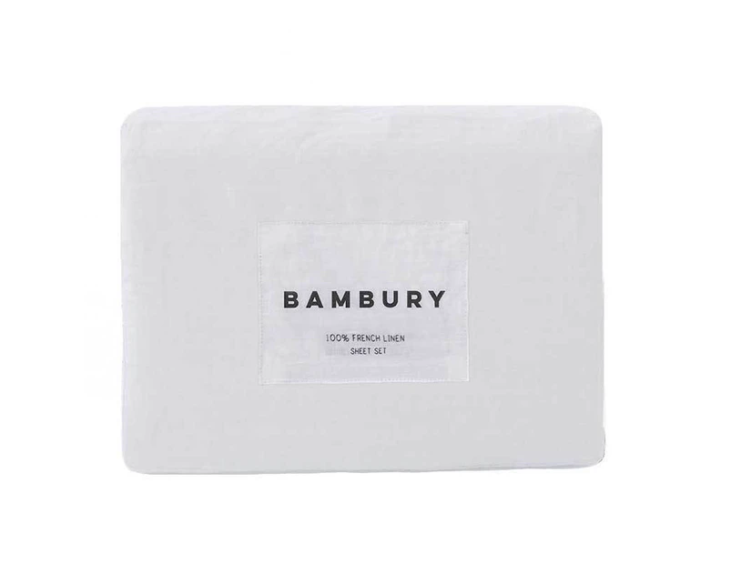 Bambury 100% French Linen Sheet Set King & Queen Bed Sizes 50cm wall depth - Silver