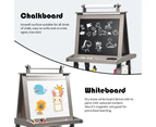 Costway 2-in-1 Kids Art Easel Children Painting Easel Whiteboard Chalkboard Stand w/Drawing Paper & 2 Cups Storage Boxes, Grey