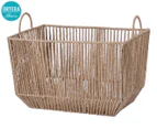 Ortega Home Paper Rope Rectangular Storage Basket w/ Handles - Natural