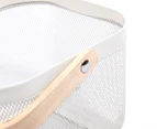 Ortega Home Mesh Storage Basket w/ Handle - White