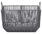 Ortega Home Paper Rope Rectangular Storage Basket w/ Handles - Grey