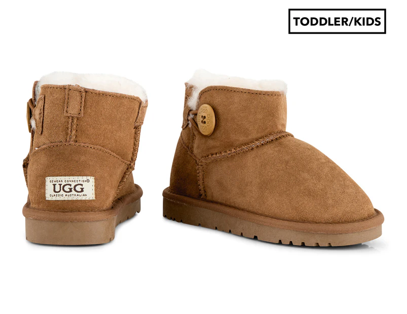 OZWEAR Connection Kids' Mini Button Ugg Boots - Chestnut