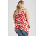 Beme Sleeveless Knitwear Zipped Front Top - Womens - Plus Size Curvy - Red Leaf