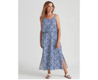 Millers Printed Rayon Maxi Dress - Womens - Blue Tile Print