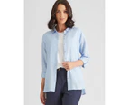 Katies Linen Blend Shirt - Womens - Crossdye Blue