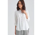 Katies Linen Blend Shirt - Womens - White