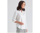 Katies Linen Blend Shirt - Womens - White