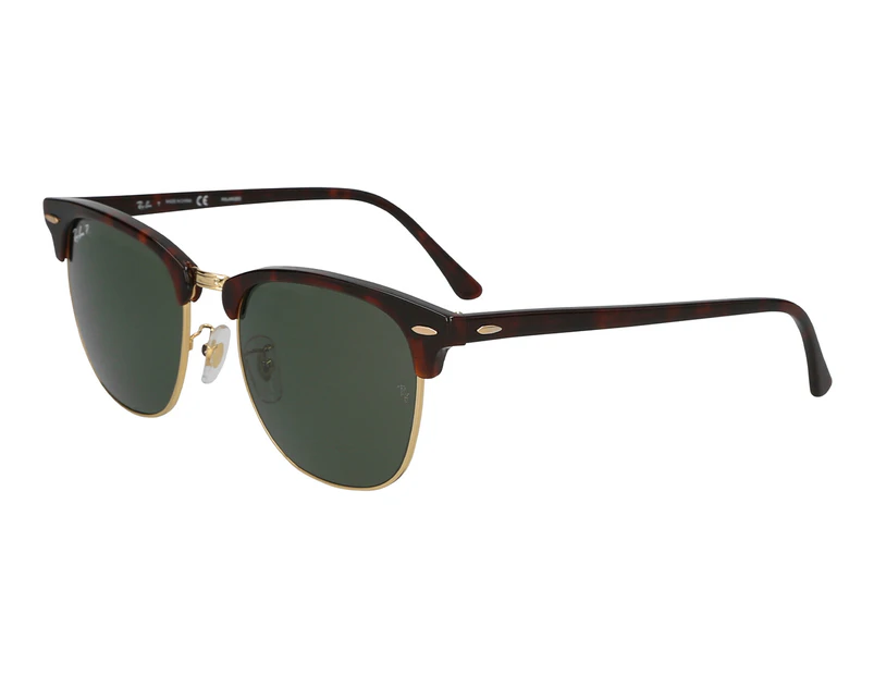 Ray-Ban RB3016F (Asian Fit) Clubmaster Polarised Sunglasses - Tortoise/Green Classic