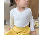 Children Kids Girls Casual Plain Long Sleeve Crew Neck T Shirt Tops Tee Blouse - White