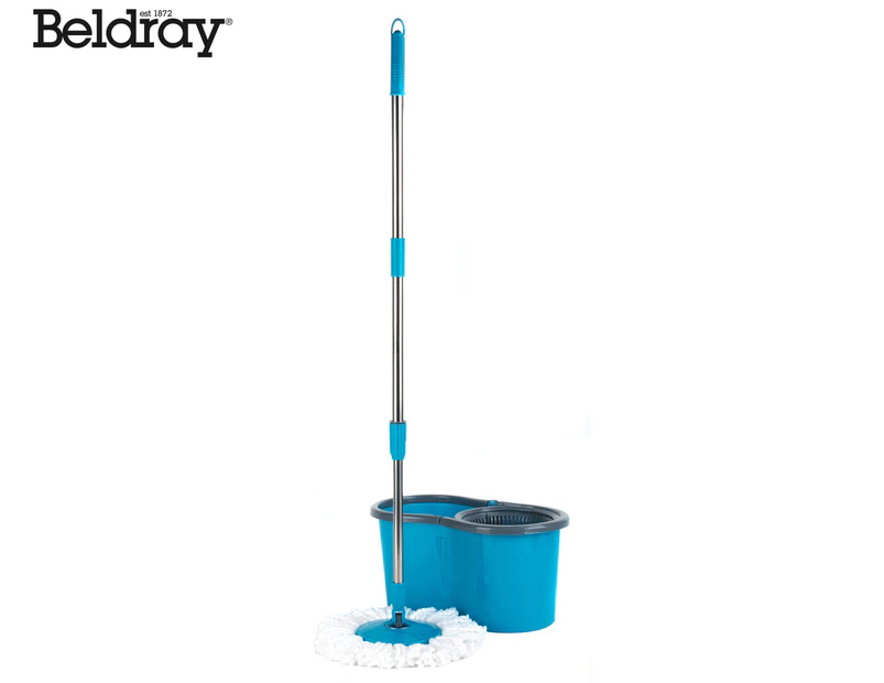 Beldray Anti-Bac 360° Spin Dry Mop & 6L Bucket Set - Blue/Grey/Silver