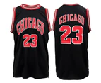 New Men's Basketball Jersey Sports T Shirt Tee Vest Tops Gym Chicago Los Angeles - Black - Chicago 23