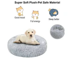 EZONEDEAL Pets Plush Calming Donut Dog Bed Lux Fur Cuddler Nest Pet Warming Cozy Comfy Sleeping Kennel Cave Round Pillows For Dogs & Cats - Grey (24")