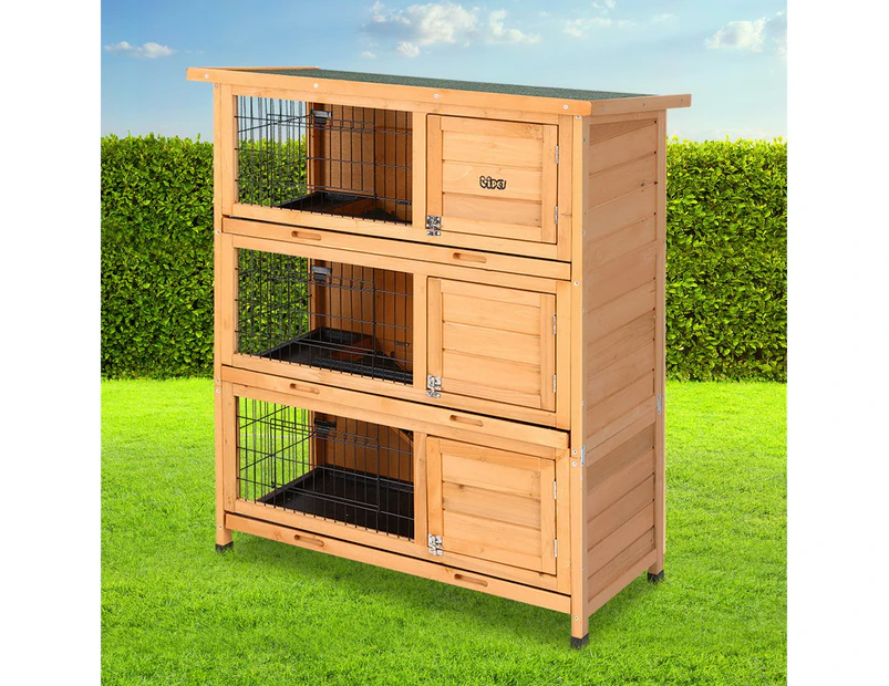 i.Pet Rabbit Hutch 91.5cm x 46cm x 116.5cm Chicken Coop Large House Cage Run Wooden Bunny Outdoor